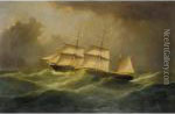 The Barque Trinidad Close Reefed In A Gale Oil Painting - Samuel Walters