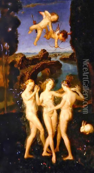 The Three Graces Oil Painting - Theodor Baierl