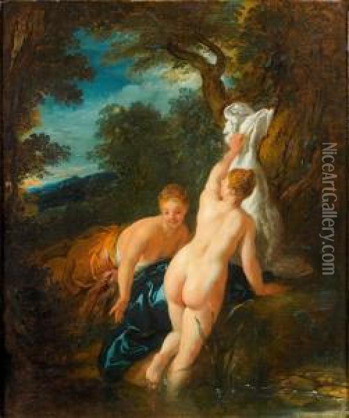 Deux Femmes Au Bain Dans Un Paysage Oil Painting - Jean Francois de Troy