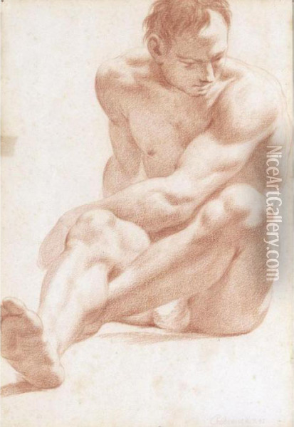Seated Male Nude Oil Painting - Cesare Dandini