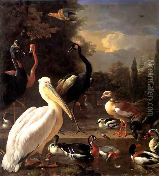 The Floating Feather Oil Painting - Melchior de Hondecoeter