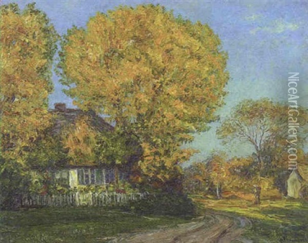 Bauernhaus Im Herbst Oil Painting - Leopold Klein von Diepold
