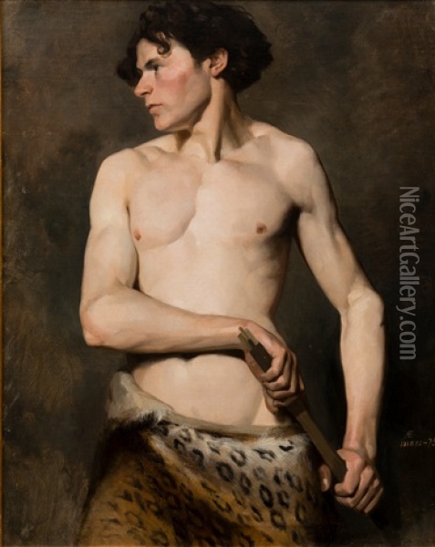 Male Model Oil Painting - Albert Edelfelt