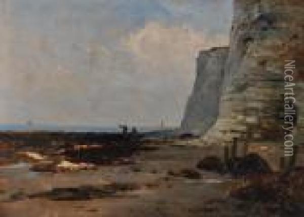 Fisher Folk On The Beach, 
Kent Oil Painting - Gustave de Breanski
