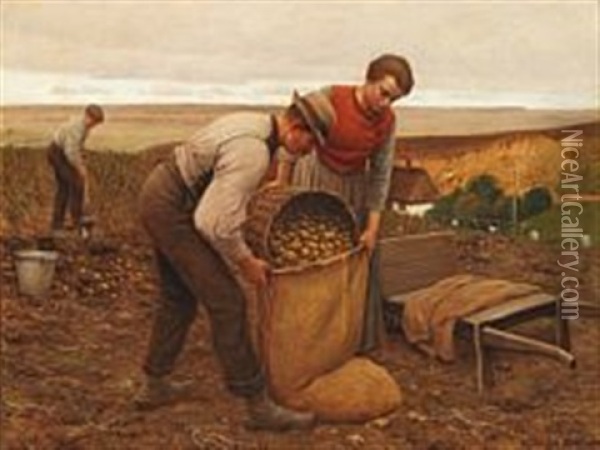 The Potato Harvest Oil Painting - Poul Steffensen