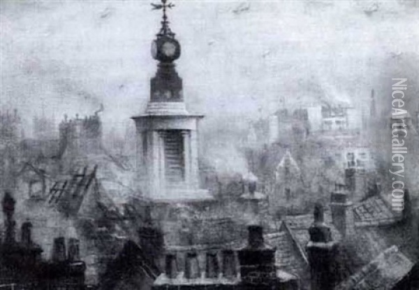 London In The Blitz Oil Painting - Christopher Richard Wynne Nevinson