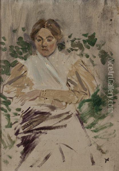 Jeune Femme Dans Un Jardin Oil Painting - Jean-Louis Forain