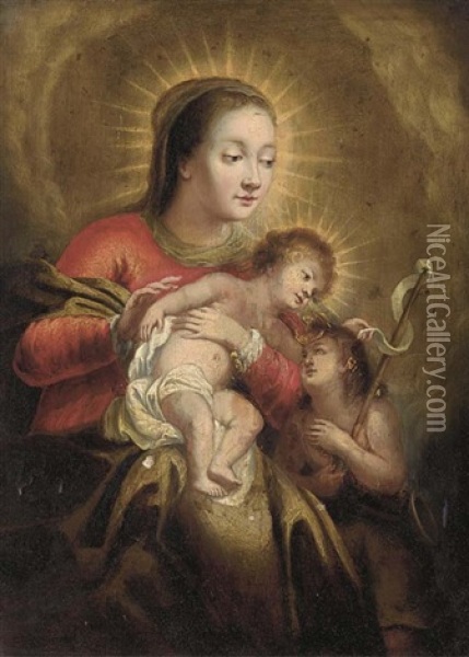 The Virgin And Child With The Infant Saint John The Baptist Oil Painting - Cornelis Schut the Elder