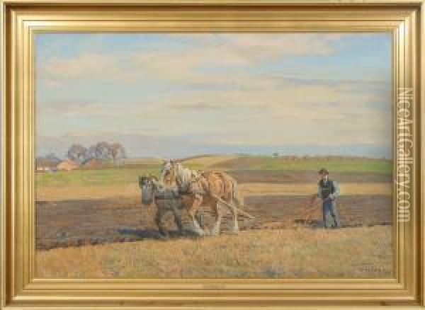 Fieldwork Oil Painting - Borge C. Nyrop