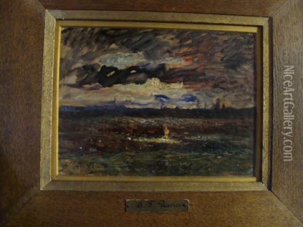 Ciel D'orage Sur L'etang, Pres De Morestel Oil Painting - Auguste Francois Ravier