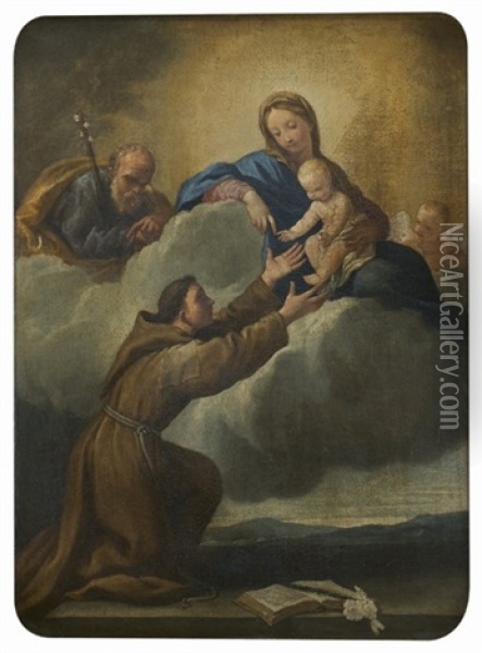 La Sainte Famille Avec Saint Antoine Oil Painting - Simone Cantarini