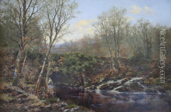 The Old Stone Bridge Oil Painting - Walter Boodle