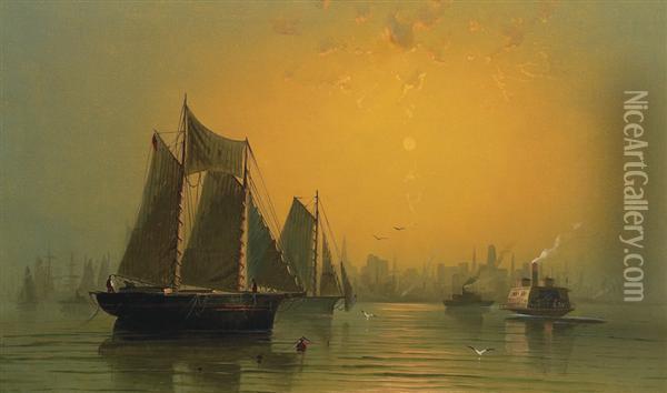 Morning In New York Harbor Oil Painting - Andrew Melrose