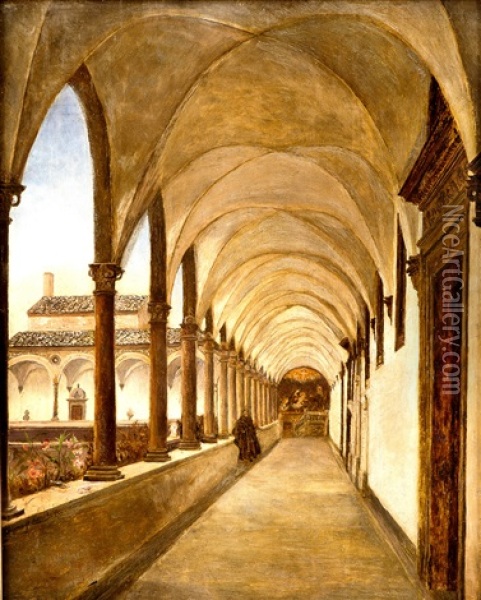 Klostergard I Italia Oil Painting - Vincent Stoltenberg-Lerche