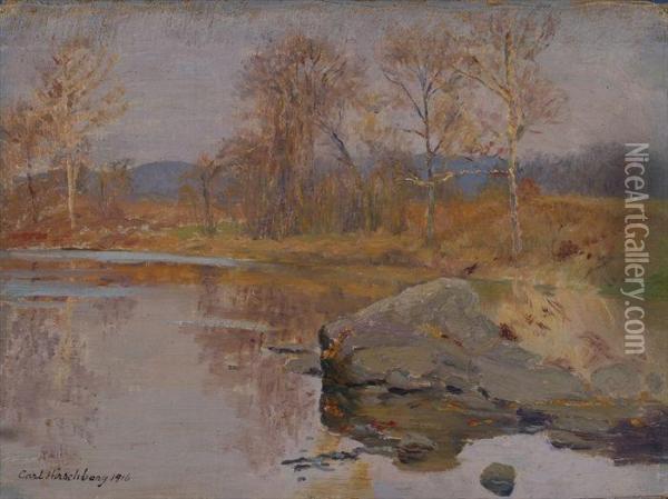 November On The Housatonic In Kent, Ct Oil Painting - Carl Hirschberg