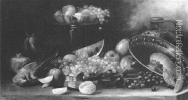 Nature Morte Aux Fruits Et Au Homard Oil Painting - Reginald Bathurst Birch