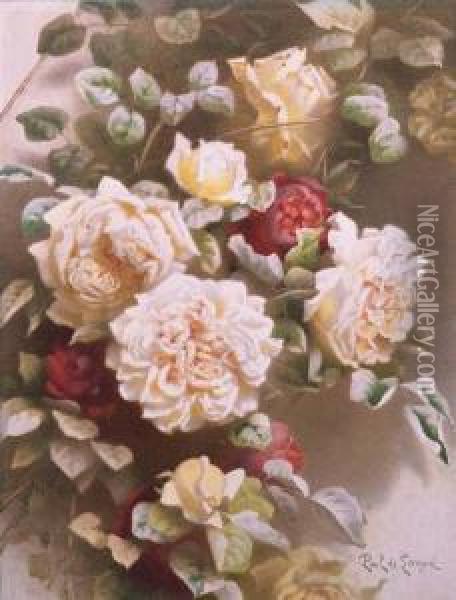 Still Life With Roses Oil Painting - Paul De Longpre