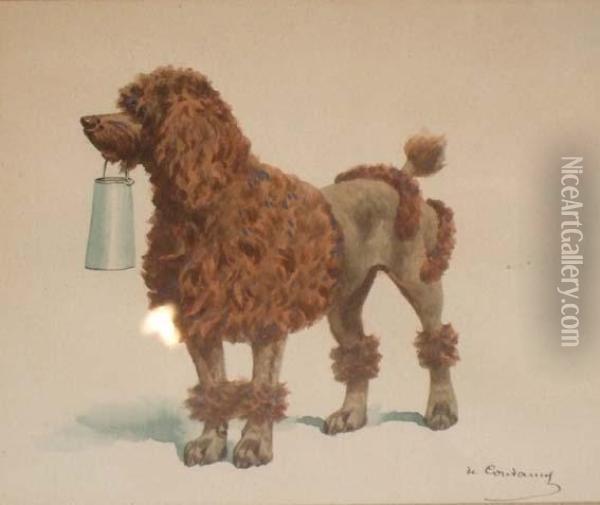 Caniche Oil Painting - Charles Fernand de Condamy