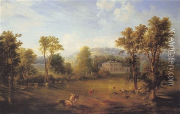 Prospect Of Ballynagarde House And Park, Ballyneety, County Limerick Oil Painting - Jeremiah Hodges Mulcahy