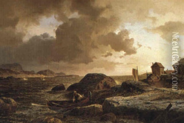 Kustlandskap, Bohuslan Oil Painting - Axel Wilhelm Nordgren