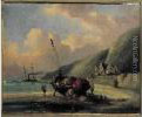 Le Chargement Du Bateau Oil Painting - Alfred Godchaux