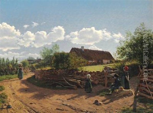 Parti Af En Gade I En Landsby Oil Painting - Frederik (Johan Frederik Nikolai) Vermehren