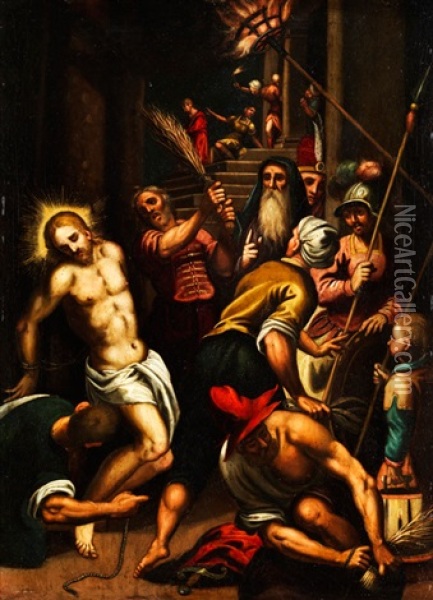 Geisselung Christi Oil Painting - Jacopo Palma il Giovane