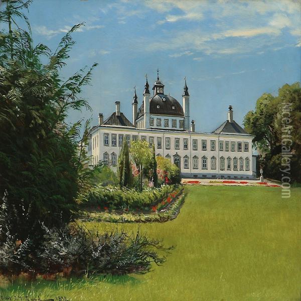 Summer Day At Fredensborg Palace, Denmark Oil Painting - Carl Ove Julian Lund