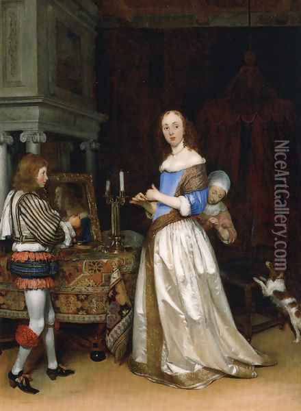 A Lady At Her Toilette Oil Painting - Gerard Ter Borch