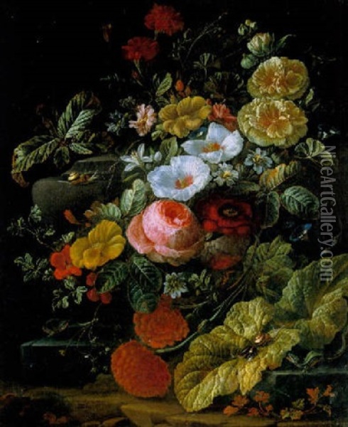 Stilleben Med Blommor Oil Painting - Elias van den Broeck