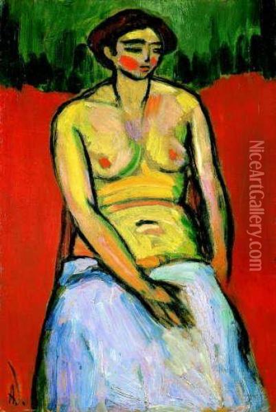 Sitzender Weiblicher Akt Oil Painting - Alexei Jawlensky