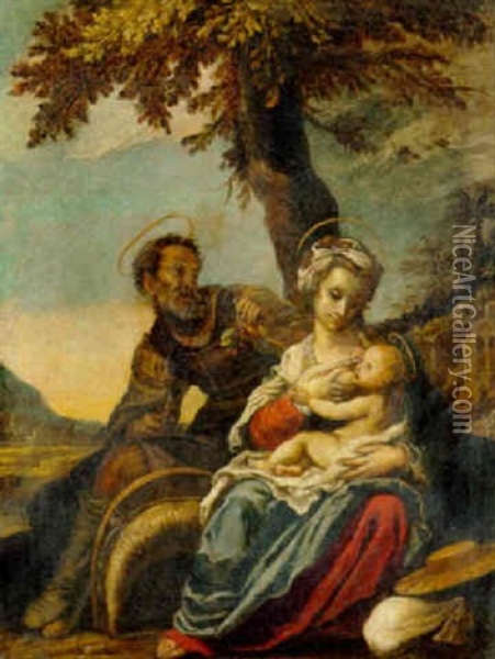 The Rest On The Flight Into Egypt Oil Painting - Domenico Feti