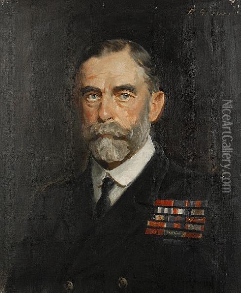 Portrait Of A Man In Uniform Oil Painting - Reginald Grenville Eves