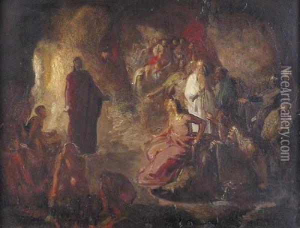 Biblische Szene. Oil Painting - Ernst Stuckelberg