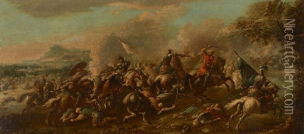 Chocs De Cavalerie Oil Painting - Ercole Graziani the Younger