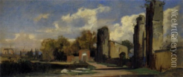Italienische Landschaft Oil Painting - Wilhelm Riedel