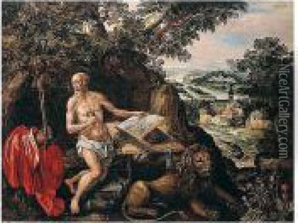 Saint Jerome In A Landscape Oil Painting - Hendrick De Clerck