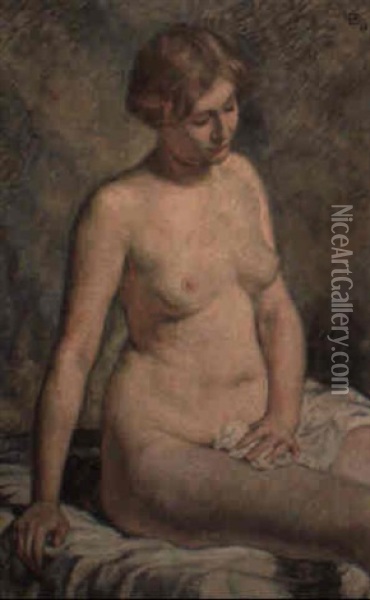 Femme Nue Assise Oil Painting - Theo van Rysselberghe