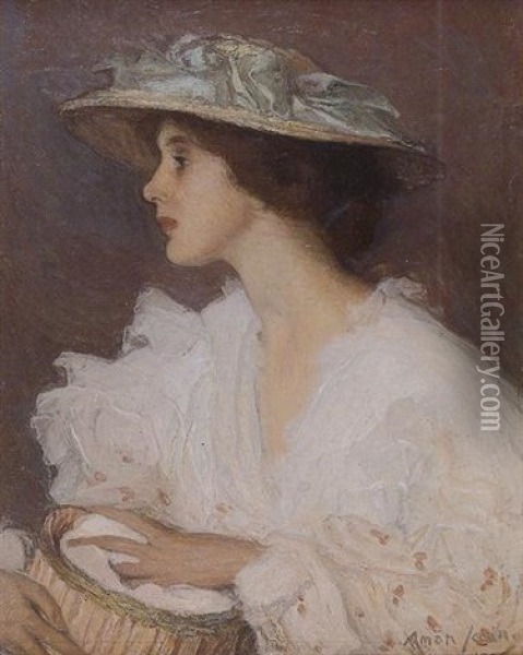 Miss Ella Carmichael Oil Painting - Edmond Francois Aman-Jean