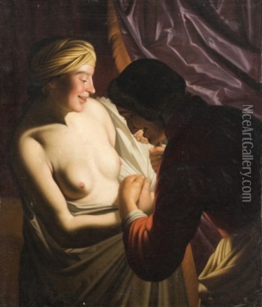La Chercheuse De Puces Oil Painting - Gerrit Van Honthorst