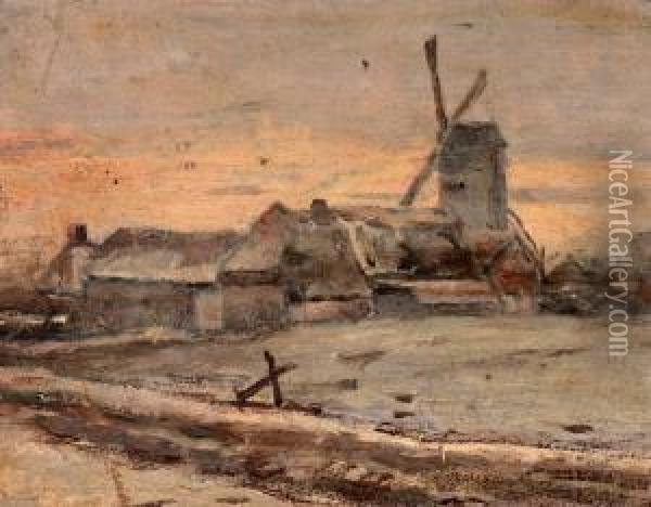 Le Moulin Oil Painting - Louis Braquaval