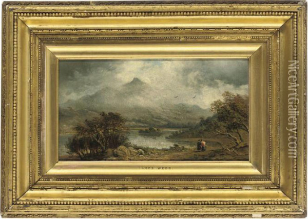 Gazing Across The Loch Oil Painting - James Webb