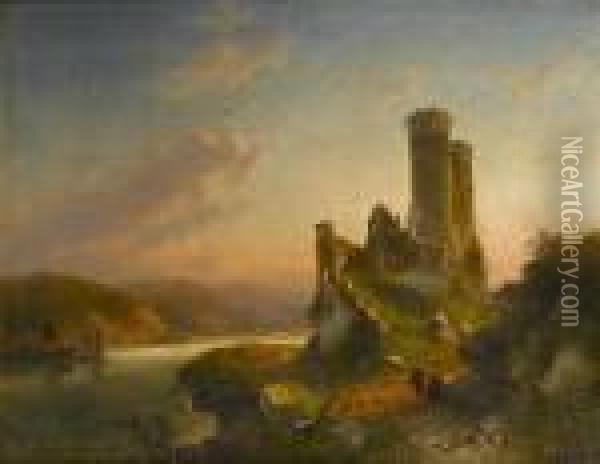 View Of Mayence On The Rhine Oil Painting - Charles Henri Leickert