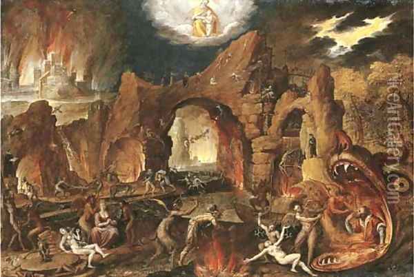 Hell Oil Painting - Jakob Isaaksz Swanenburgh