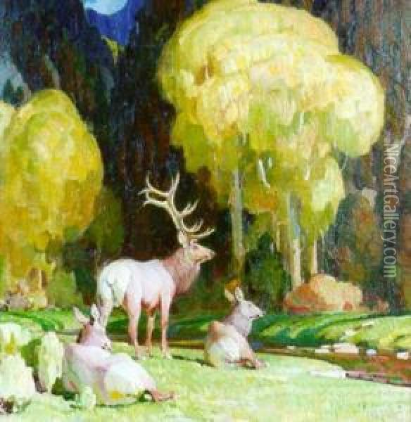 October In The Canyon Bottom Oil Painting - W. Herbert Dunton