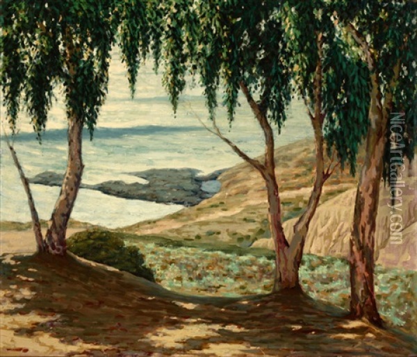 Wood's Cove, Laguna Beach Oil Painting - William Wallace Riddell
