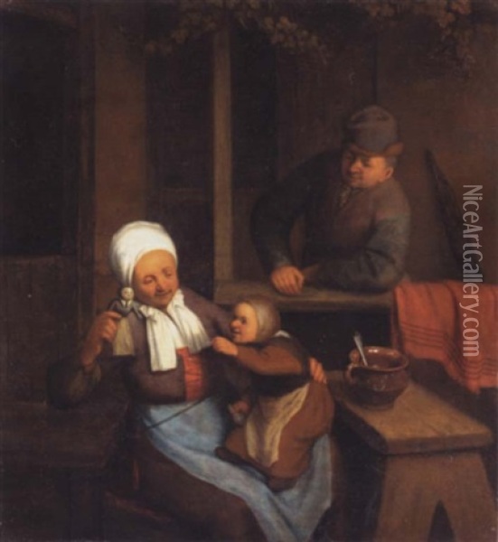 A Family At Play Oil Painting - Adriaen Jansz van Ostade