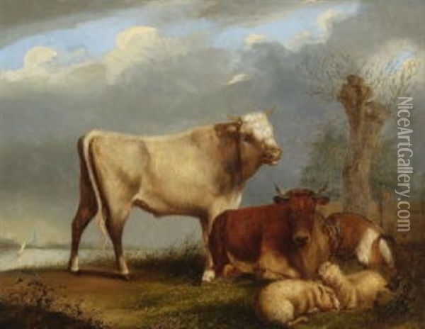 Vieh Auf Der Weide Oil Painting - Jan Kobell the Younger