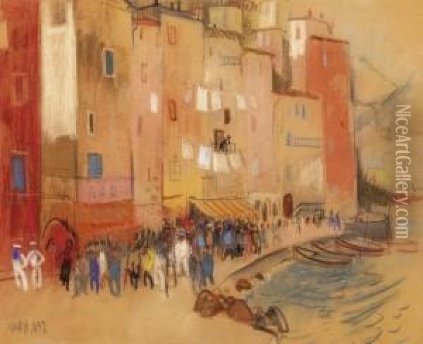 Bay In Monaco Oil Painting - Endre Vadasz