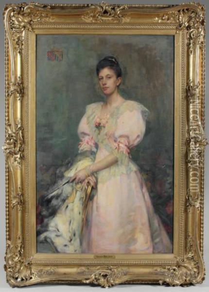 Portrait De La Comtesse Du Chastel Andelot De La Howarderie Oil Painting - Herman Richir